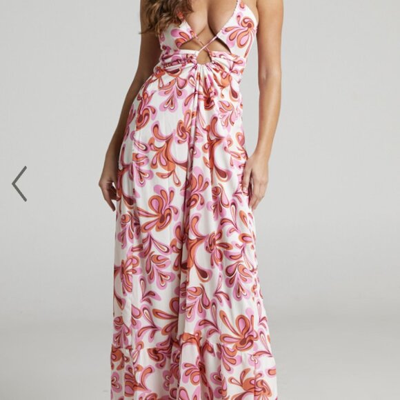 Auroray Cross Front Halter Maxi Dress in Pink Swirl - Picture 14 of 14